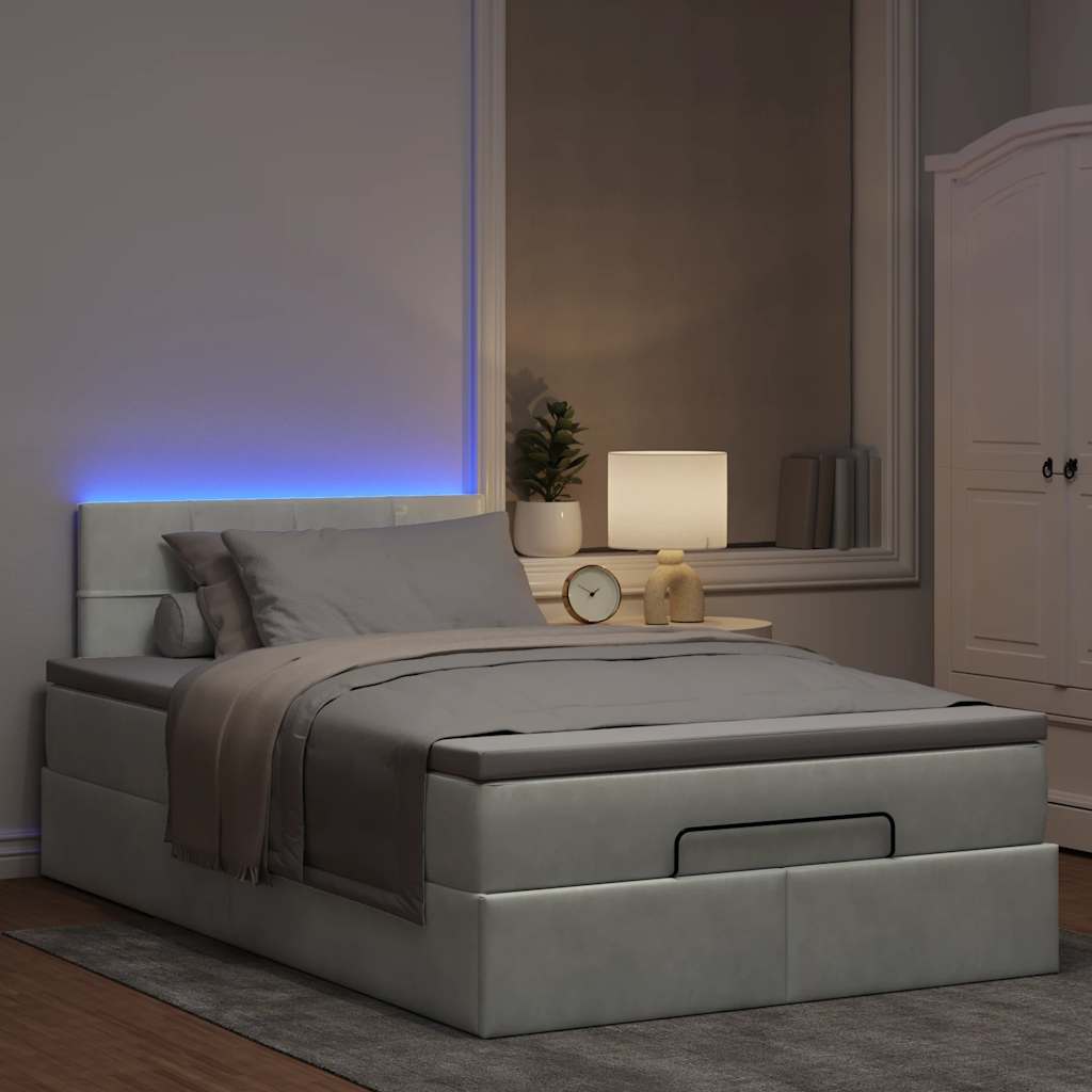 Pouf Letto con Materasso e LED Grigio Chiaro 120x190cm Velluto | homemem39