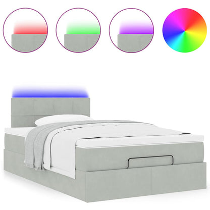 Pouf Letto con Materasso e LED Grigio Chiaro 120x190cm Velluto | homemem39