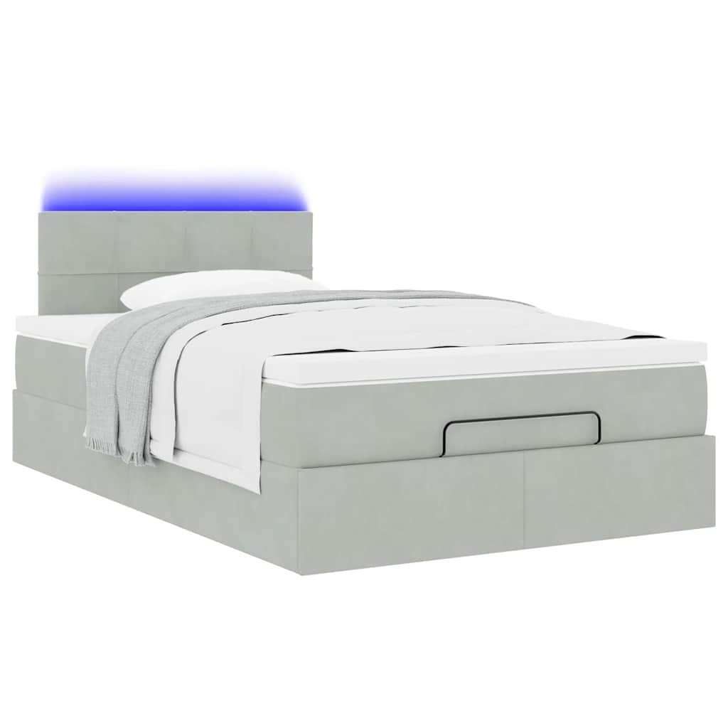 Pouf Letto con Materasso e LED Grigio Chiaro 120x190cm Velluto | homemem39
