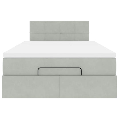 Pouf Letto con Materasso e LED Grigio Chiaro 120x190cm Velluto | homemem39