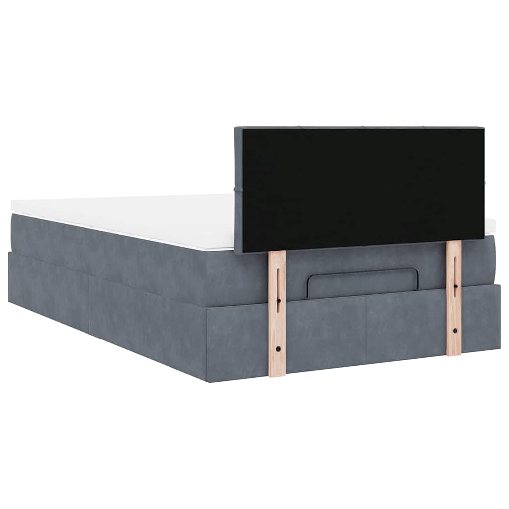 Pouf Letto con Materasso e LED Grigio Scuro 120x190cm Velluto | homemem39