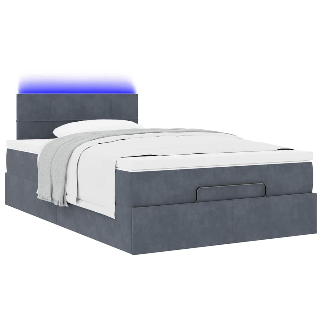Pouf Letto con Materasso e LED Grigio Scuro 120x190cm Velluto | homemem39
