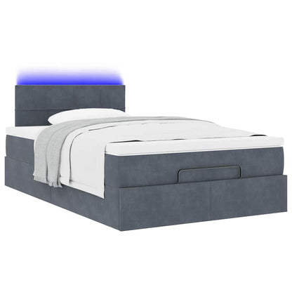 Pouf Letto con Materasso e LED Grigio Scuro 120x190cm Velluto | homemem39