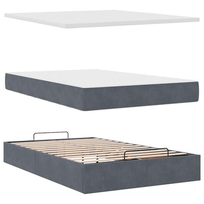 Pouf Letto con Materasso e LED Grigio Scuro 120x190cm Velluto | homemem39