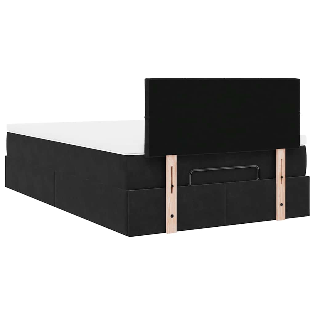 Pouf Letto con Materasso e LED Nero 120x190cm in Velluto
