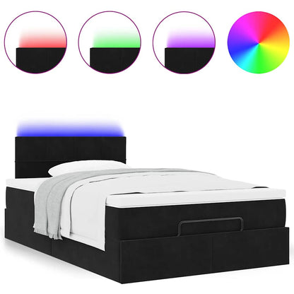 Pouf Letto con Materasso e LED Nero 120x190cm in Velluto | homemem39