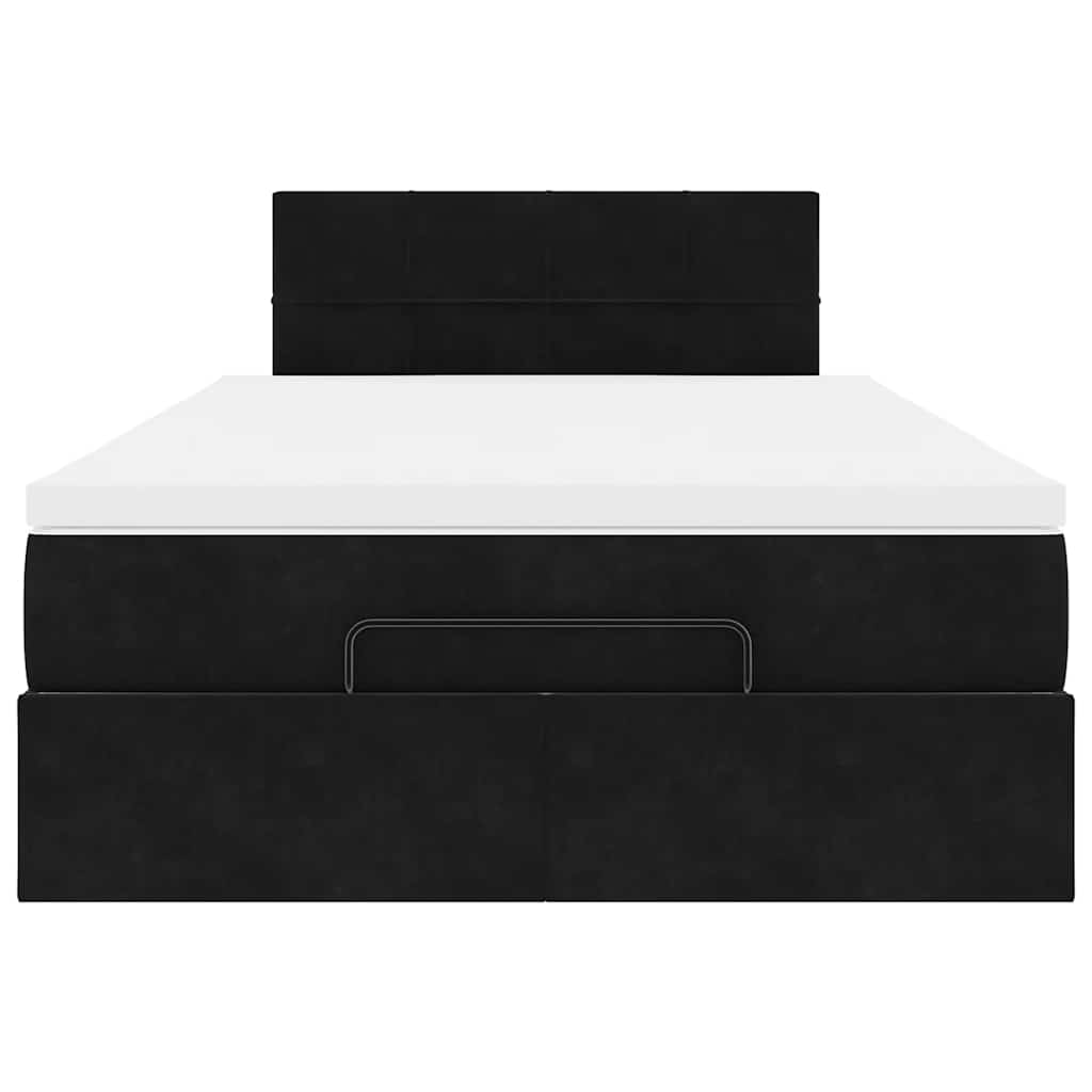 Pouf Letto con Materasso e LED Nero 120x190cm in Velluto | homemem39