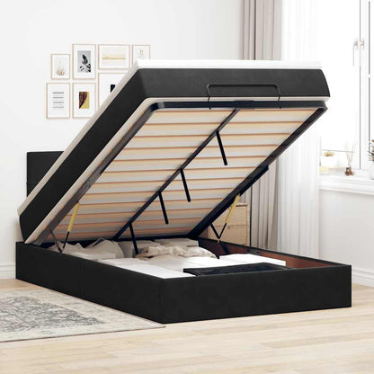 Pouf Letto con Materasso e LED Nero 120x190cm in Velluto | homemem39