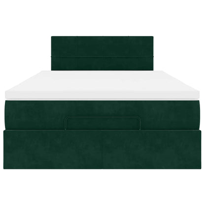 Pouf Letto con Materasso e LED Verde Scuro 120x190cm in Velluto | homemem39