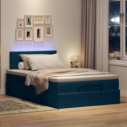 Pouf Letto con Materasso e LED Blu Scuro 120x190cm in Velluto | homemem39