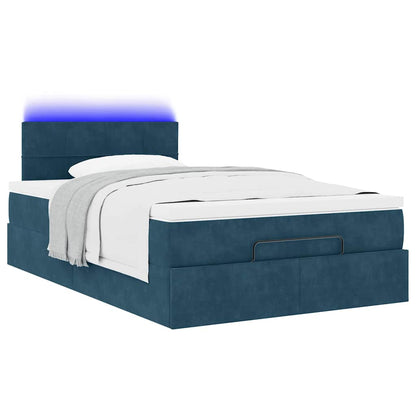 Pouf Letto con Materasso e LED Blu Scuro 120x190cm in Velluto | homemem39