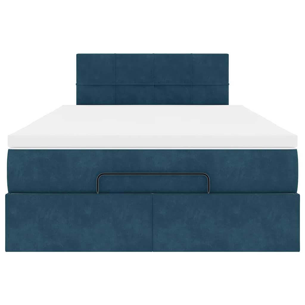 Pouf Letto con Materasso e LED Blu Scuro 120x190cm in Velluto | homemem39