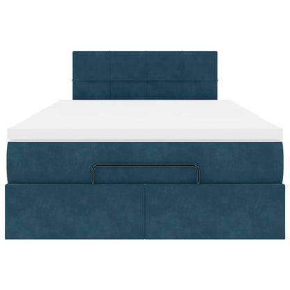 Pouf Letto con Materasso e LED Blu Scuro 120x190cm in Velluto | homemem39