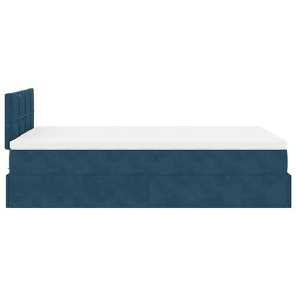 Pouf Letto con Materasso e LED Blu Scuro 120x190cm in Velluto | homemem39