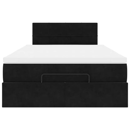 Struttura Letto Pouf con Materasso Nero 120x200 cm Velluto - homemem39