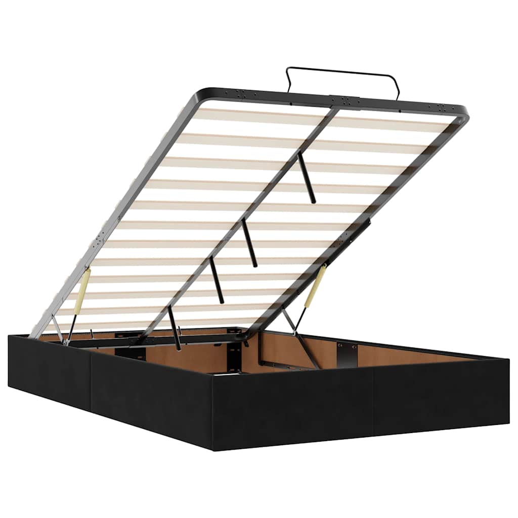 Struttura Letto Pouf con Materasso Nero 120x200 cm Velluto - homemem39