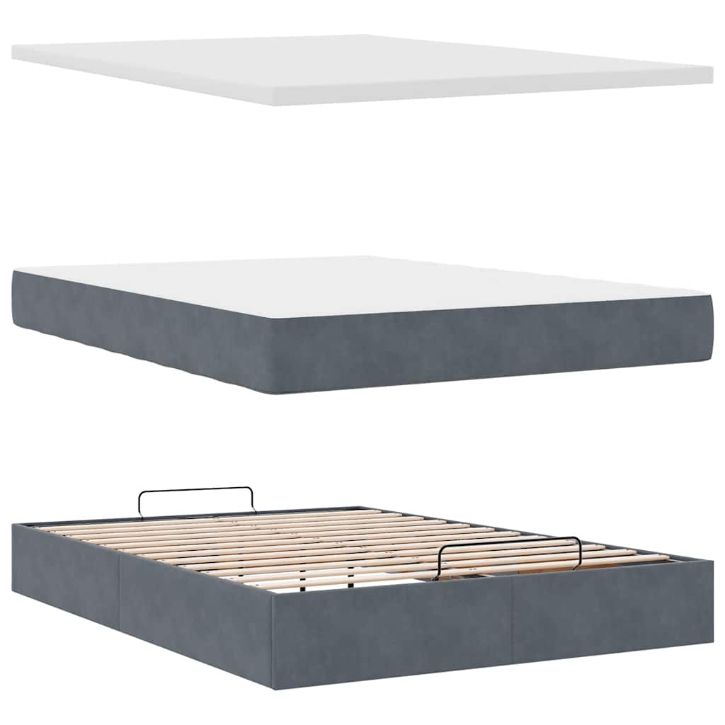 Struttura Letto Pouf con Materasso 140x190 cm Velluto | homemem39