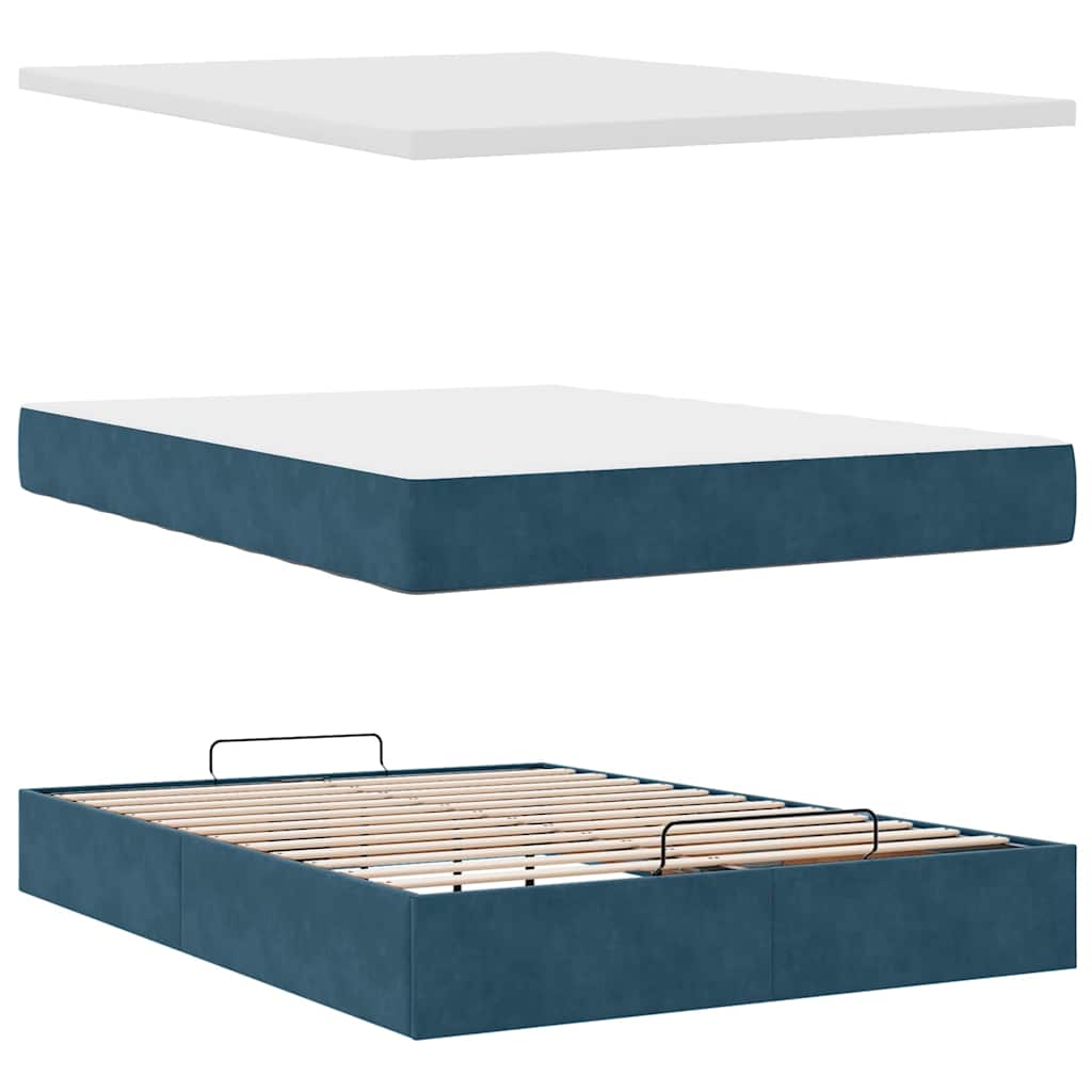 Struttura Letto Pouf con Materasso 140x190 cm in Velluto | homemem39