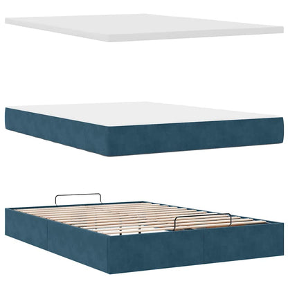 Struttura Letto Pouf con Materasso 140x190 cm in Velluto | homemem39