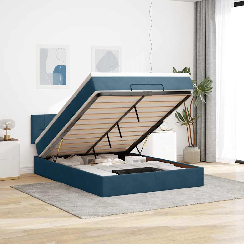 Struttura Letto Pouf con Materasso 140x190 cm in Velluto | homemem39