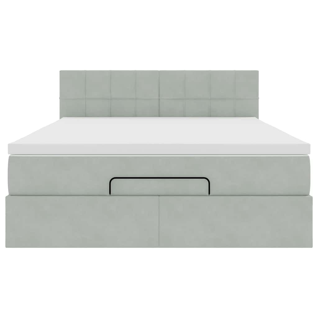Struttura Letto Pouf con Materasso 140x200 cm in Velluto