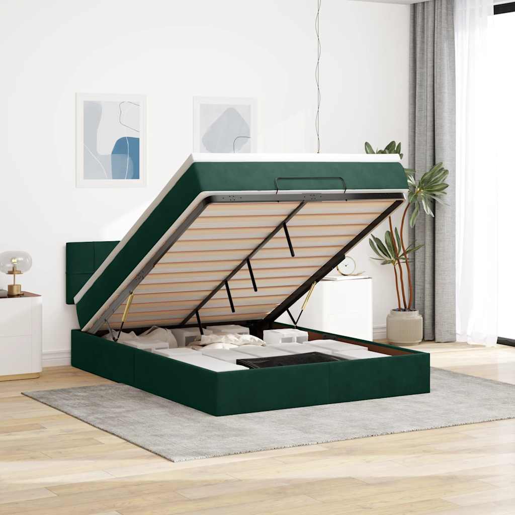 Struttura Letto Pouf con Materasso 140x200 cm in Velluto | homemem39