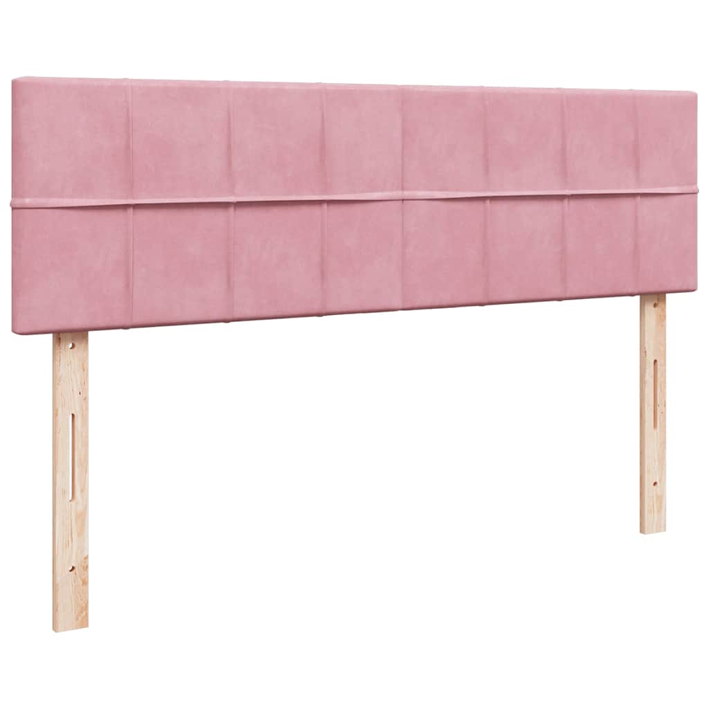 Struttura Letto Pouf con Materasso Rosa 140x200 cm in Velluto - homemem39