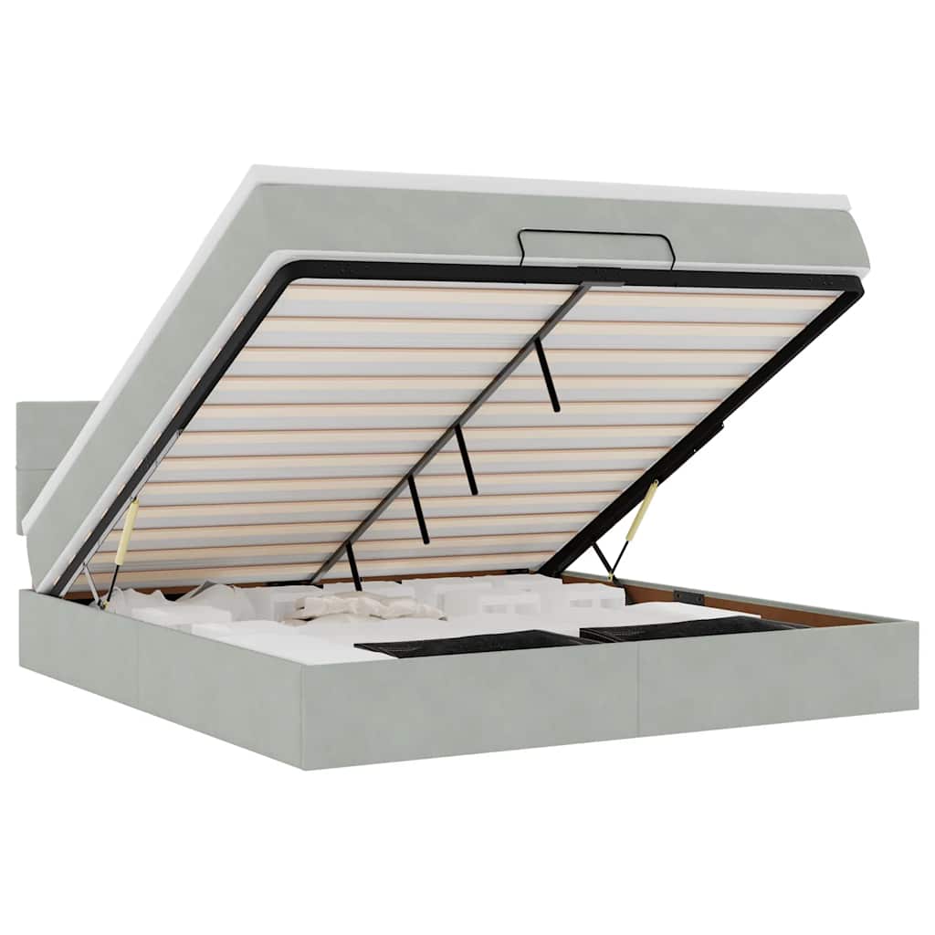 Struttura Letto Pouf con Materasso 160x200 cm in Velluto - homemem39