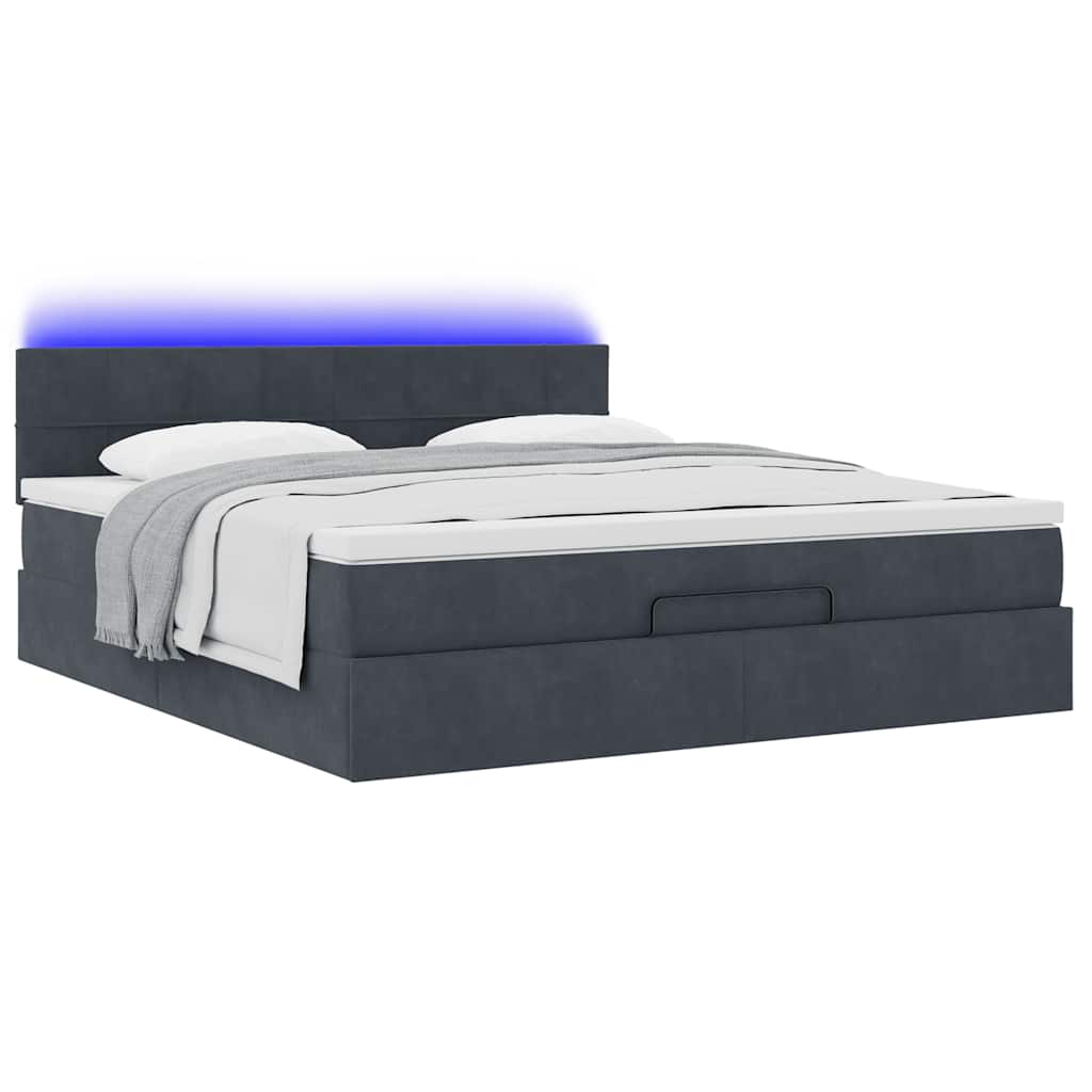 Struttura Letto Pouf con Materasso 160x200 cm in Velluto | homemem39