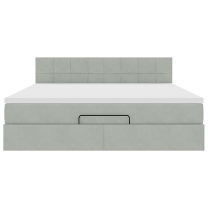Struttura Letto Pouf con Materasso 180x200 cm in Velluto