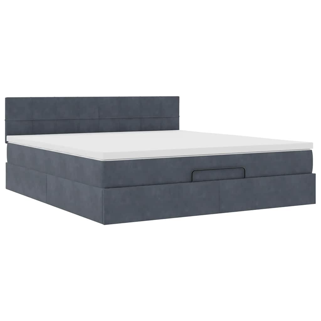 Struttura Letto Pouf con Materasso 180x200 cm in Velluto | homemem39