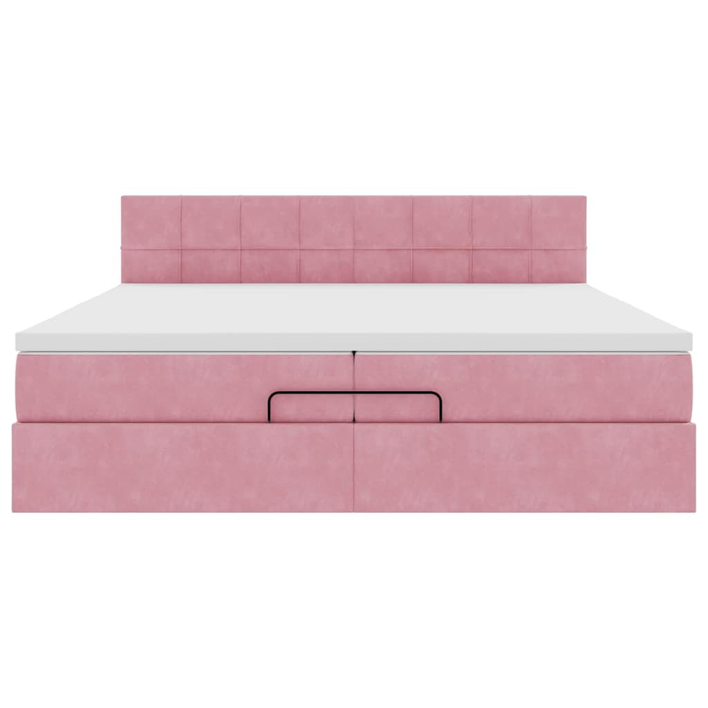Struttura Letto Pouf con Materassi Rosa 200x200 cm Velluto | homemem39