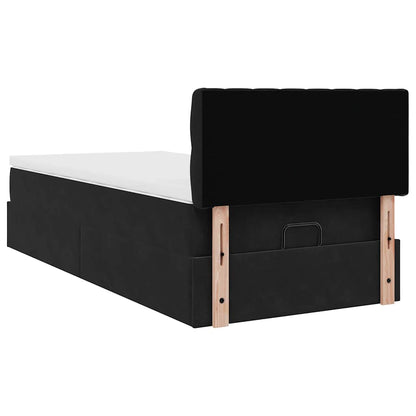Pouf Letto con Materasso e LED Nero 80x200cm in Velluto
