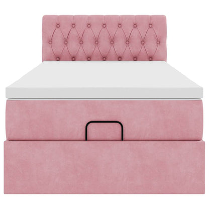 Pouf Letto con Materasso e LED Rosa 80x200cm in Velluto | homemem39