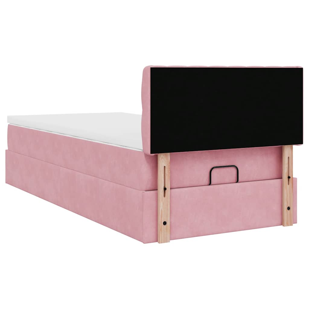 Pouf Letto con Materasso e LED Rosa 80x200cm in Velluto | homemem39