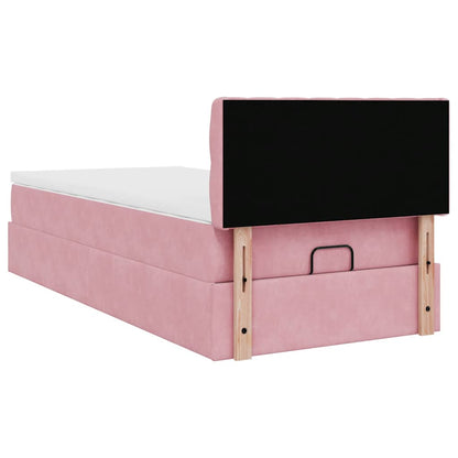 Pouf Letto con Materasso e LED Rosa 80x200cm in Velluto | homemem39