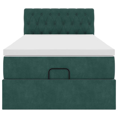 Pouf Letto con Materasso e LED Verde Scuro 90x200cm in Velluto - homemem39