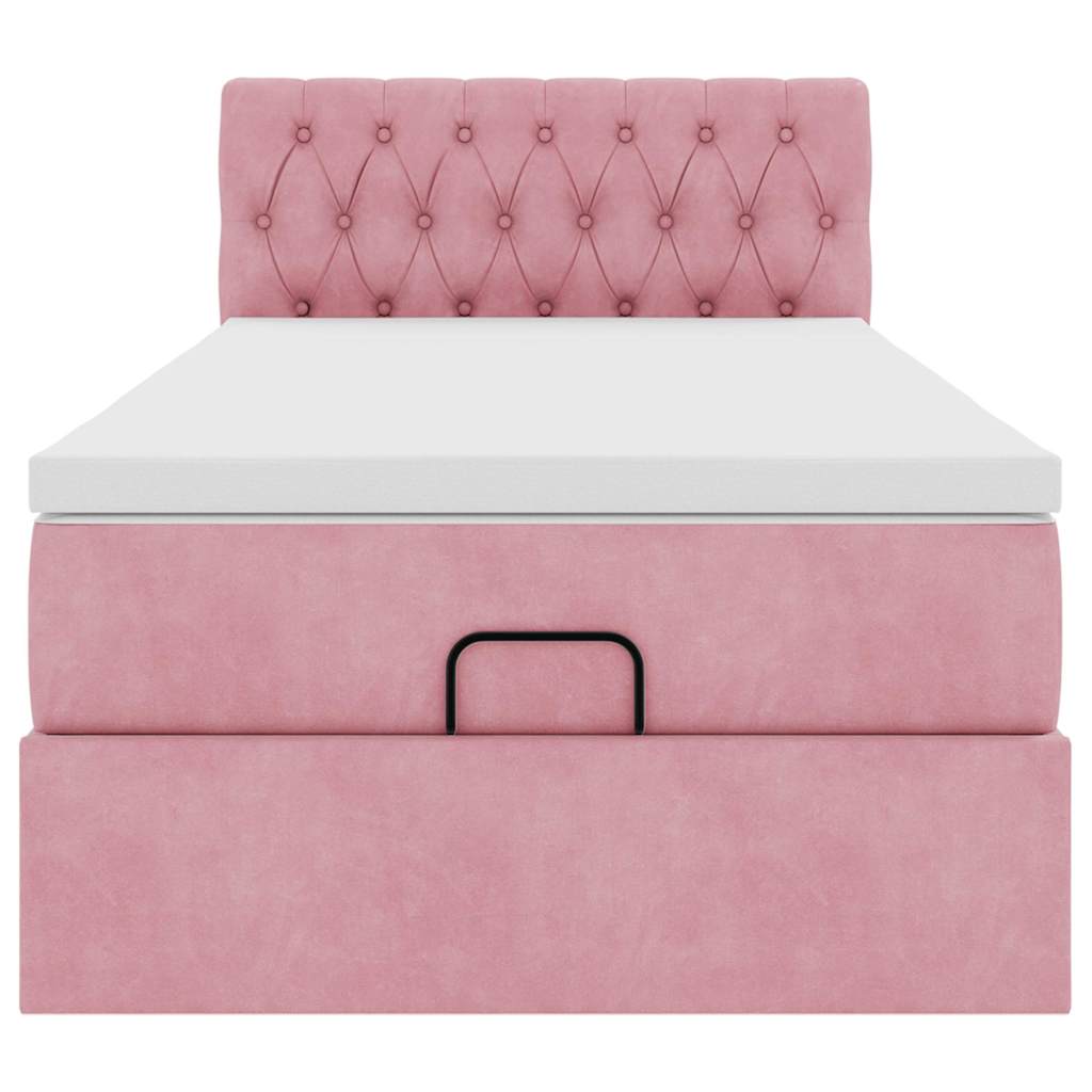 Struttura Letto Pouf con Materasso Rosa 90x200 cm in Velluto | homemem39