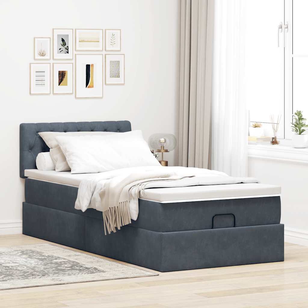 Struttura Letto Pouf con Materasso 100x200 cm Velluto