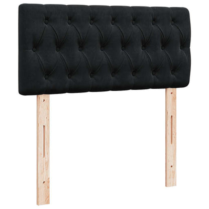 Struttura Letto Pouf con Materasso Nero 100x200 cm Velluto