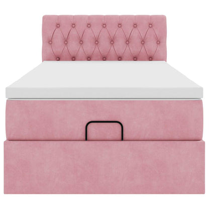 Struttura Letto Pouf con Materasso Rosa 100x200 cm Velluto - homemem39