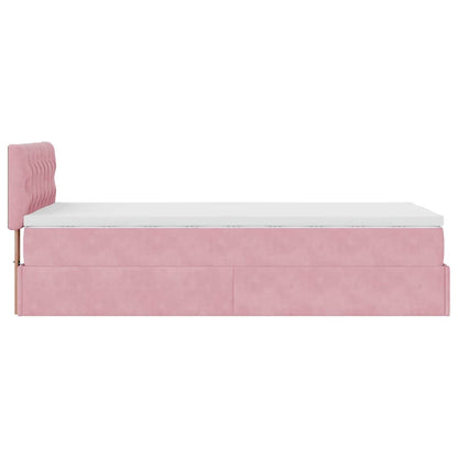 Struttura Letto Pouf con Materasso Rosa 100x200 cm Velluto - homemem39