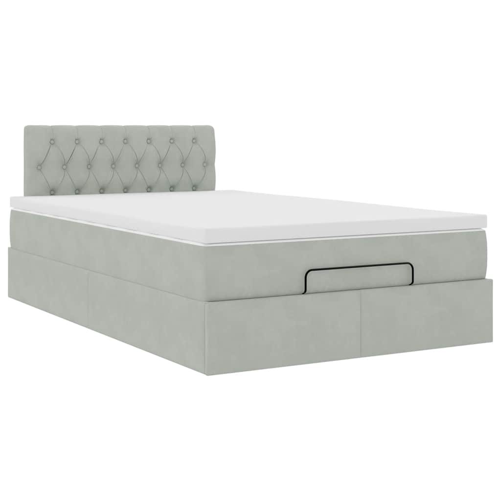 Pouf Letto con Materasso e LED Grigio Chiaro 120x190cm Velluto | homemem39