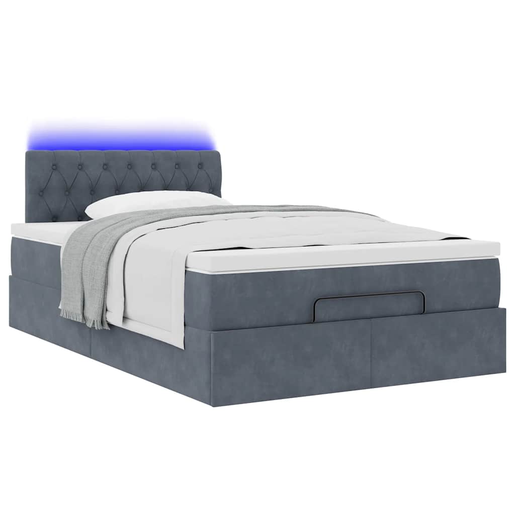 Pouf Letto con Materasso e LED Grigio Scuro 120x190cm Velluto | homemem39