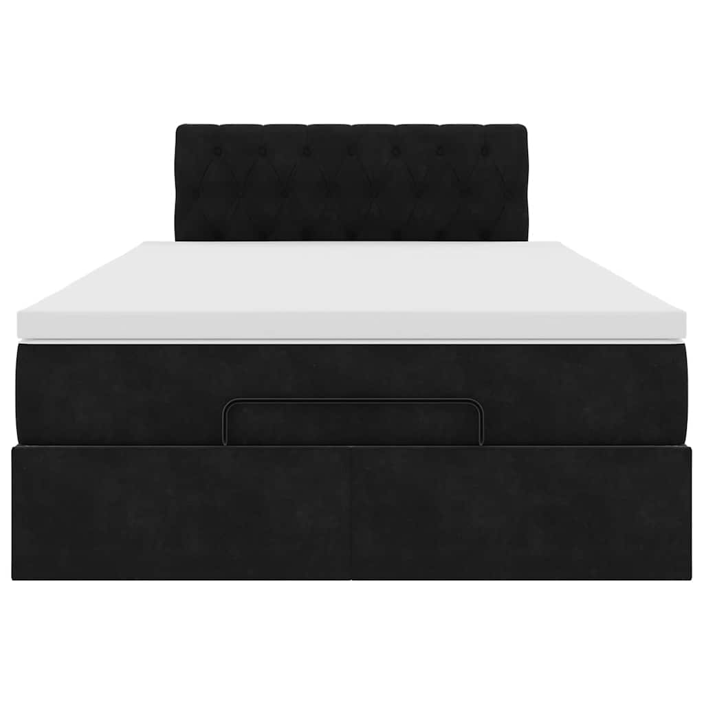 Pouf Letto con Materasso e LED Nero 120x190cm in Velluto | homemem39