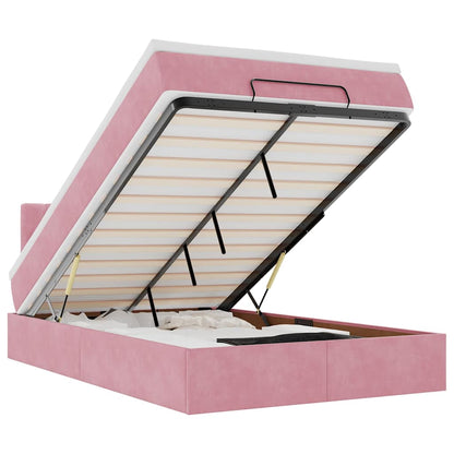 Pouf Letto con Materasso e LED Rosa 120x190cm in Velluto | homemem39