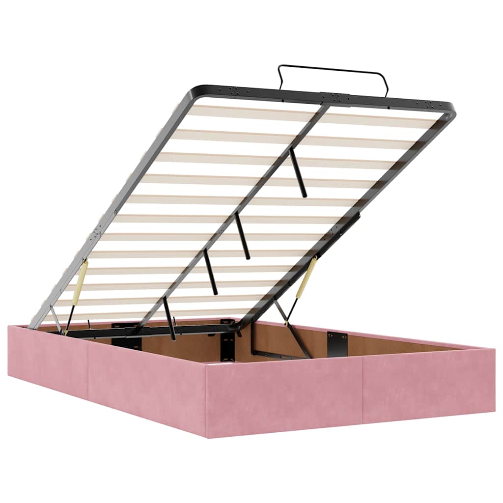 Pouf Letto con Materasso e LED Rosa 120x190cm in Velluto | homemem39