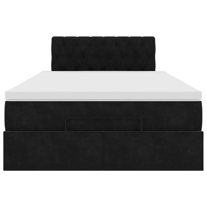 Struttura Letto Pouf con Materasso Nero 120x200 cm Velluto