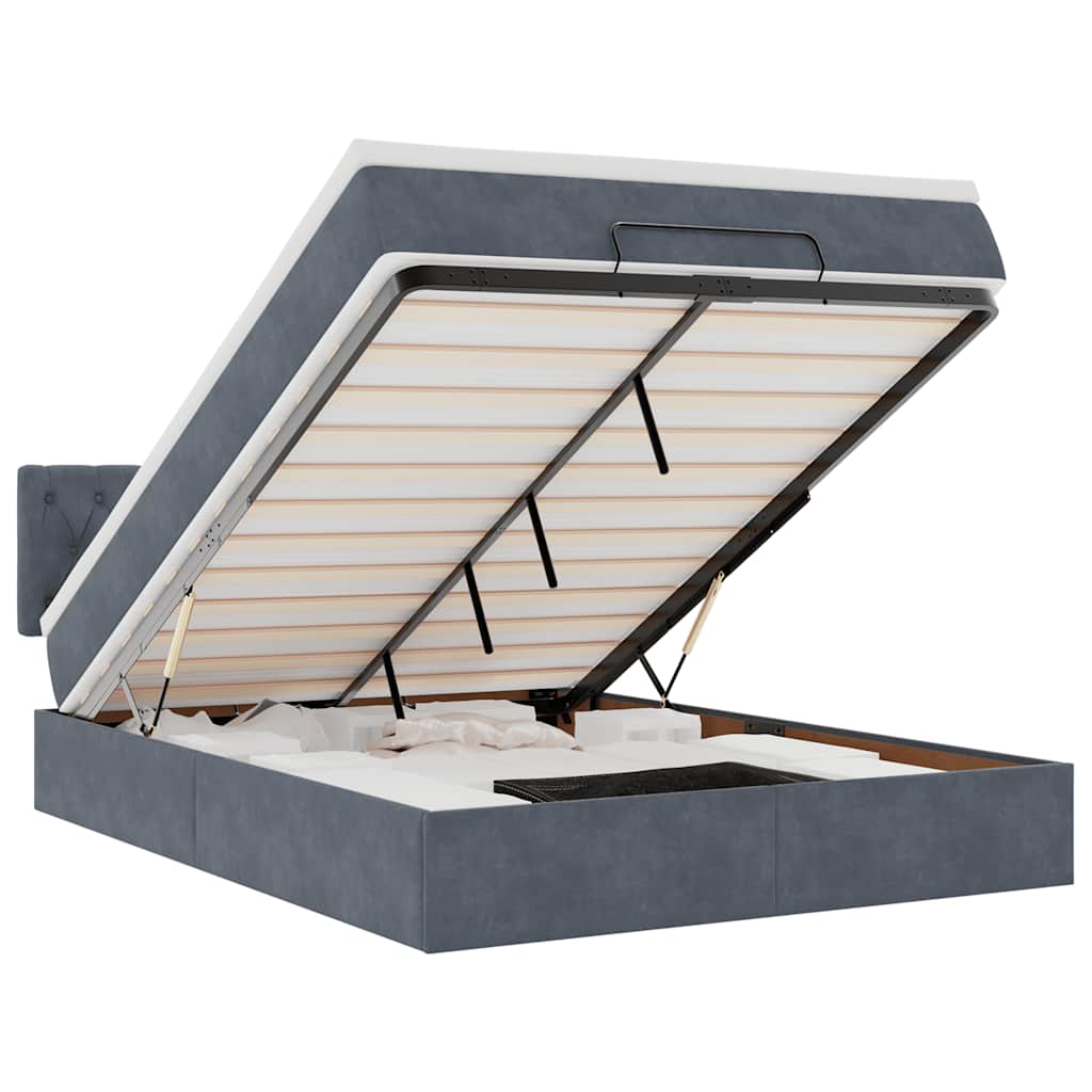 Struttura Letto Pouf con Materasso 140x190 cm Velluto - homemem39