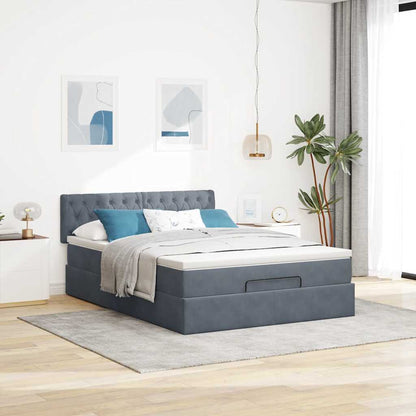 Struttura Letto Pouf con Materasso 140x190 cm Velluto